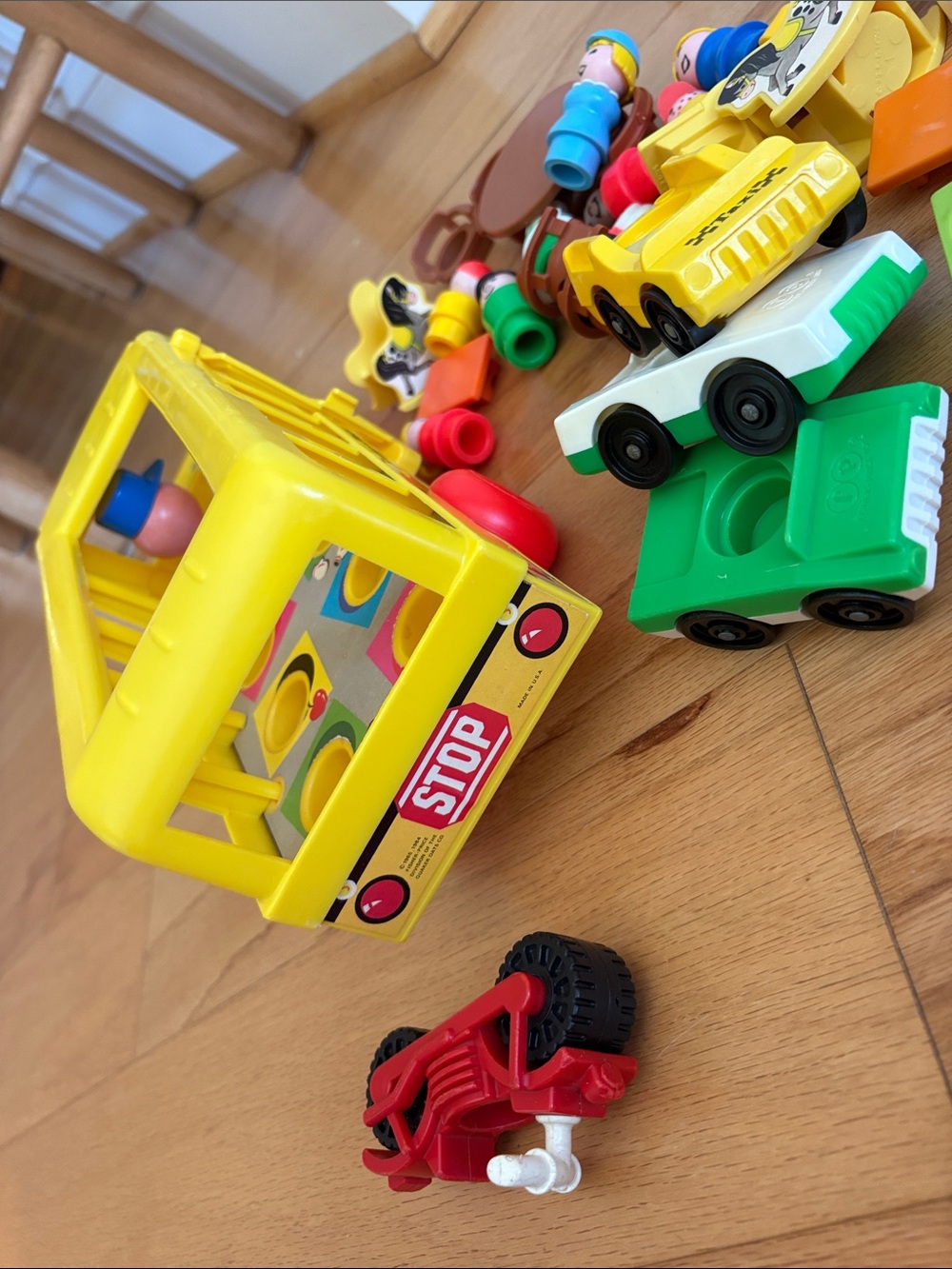 Vintage Fisher Price Little People School Bus 1965 1984 FP Toys Lot motorcycle - Picture 17 of 17